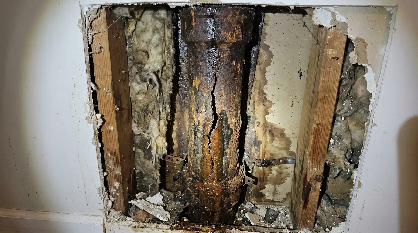 Cracked Stack in a Wall in a Philadelphia home