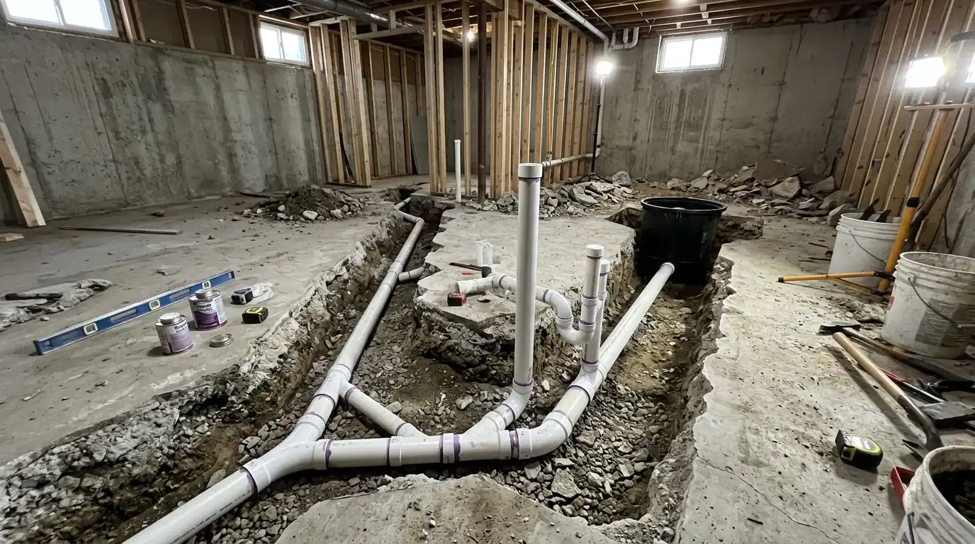 Basement Bathroom Ejectors in a Philadelphia home