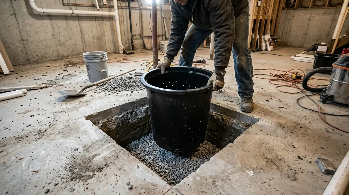 New Pit in a Concrete Floor in a Philadelphia home