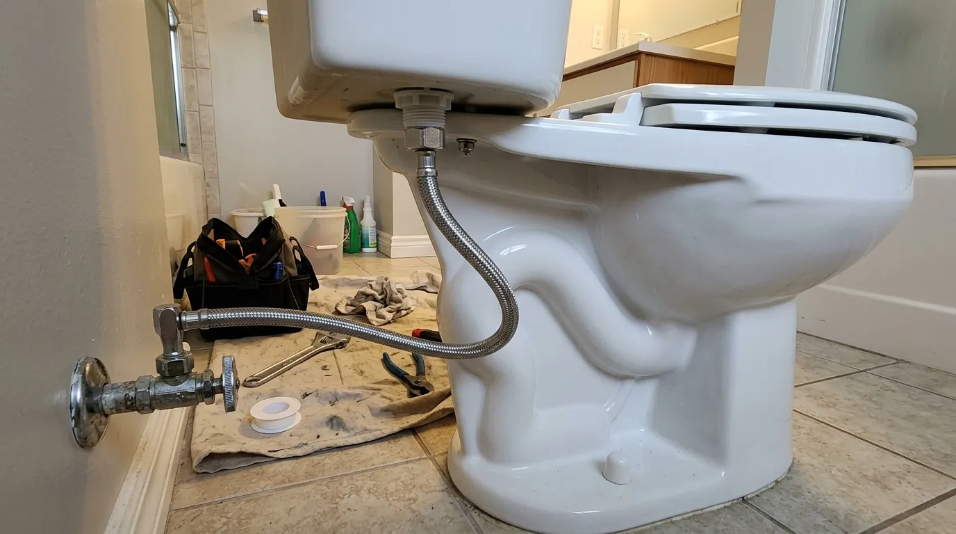 Rental unit bathroom plumbing being prepared between tenants in Philadelphia