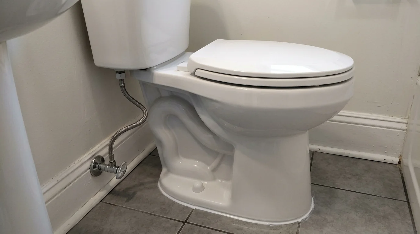 New toilet set level in a Philadelphia rowhome bathroom